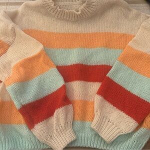 SHEIN Multicolor Striped Crew Neck Sweater